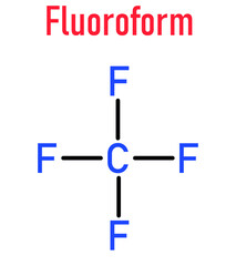Fluoroform greenhouse gas molecule. Skeletal formula.