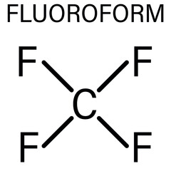 Fluoroform greenhouse gas molecule. Skeletal formula.