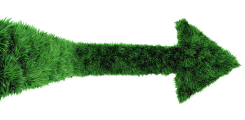 green arrow with grass texture - 3D rendering