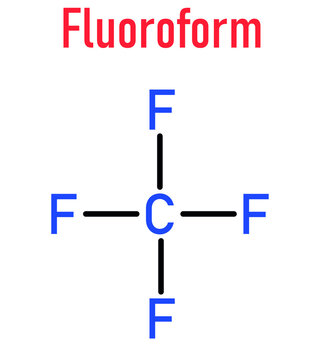 Fluoroform greenhouse gas molecule. Skeletal formula.
