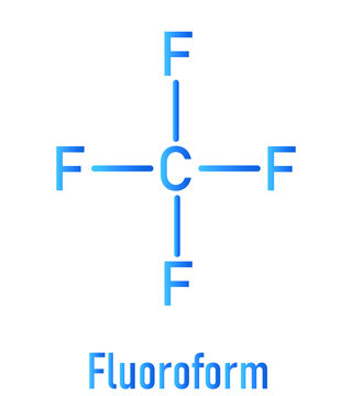 Fluoroform greenhouse gas molecule. Skeletal formula.