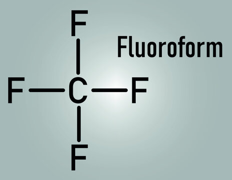 Fluoroform greenhouse gas molecule. Skeletal formula.