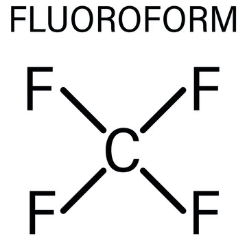Fluoroform greenhouse gas molecule. Skeletal formula.