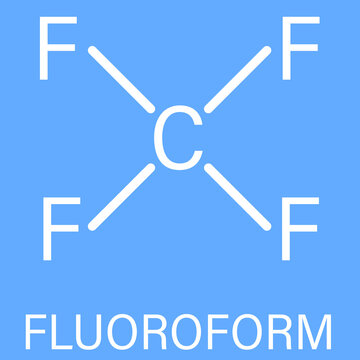 Fluoroform greenhouse gas molecule. Skeletal formula.