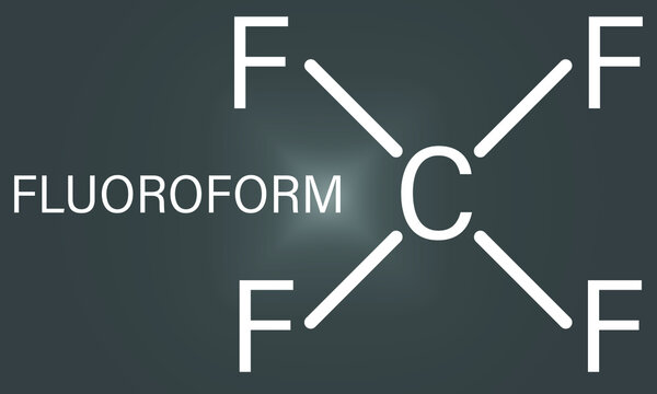 Fluoroform greenhouse gas molecule. Skeletal formula.