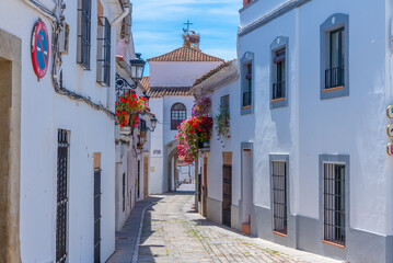 White street in the old town of Spanish city Zafra.