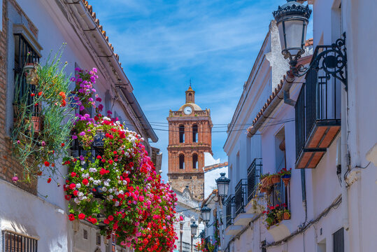 White street in the old town of Spanish city Zafra.