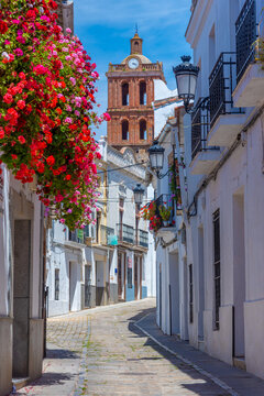White street in the old town of Spanish city Zafra.