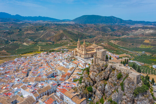 Aerial view of Spanish town Olvera.