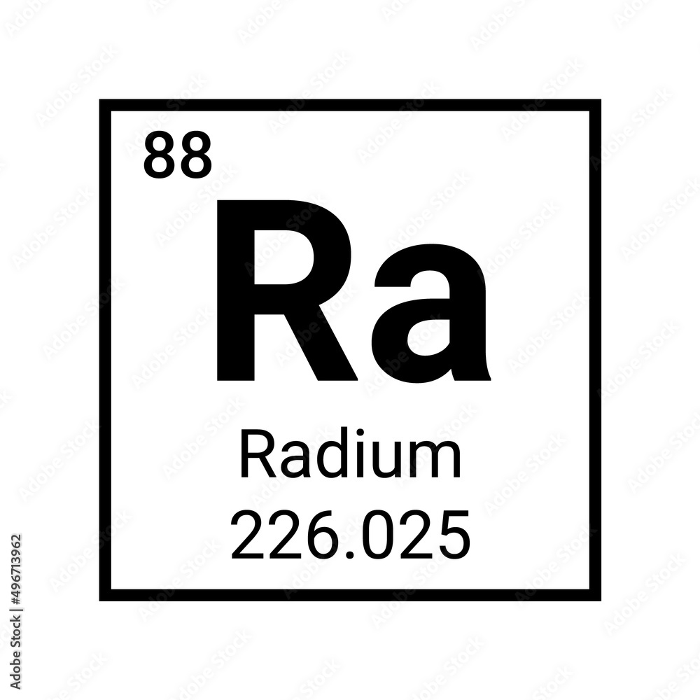 Wall mural radium mendeleev icon symbol. radium atom element periodic table chemistry vector sign - Wall murals