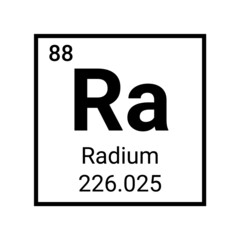 Radium mendeleev icon symbol. Radium atom element periodic table chemistry vector sign