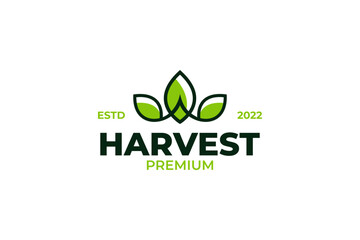 Flat modern harvest leaf logo design vector template