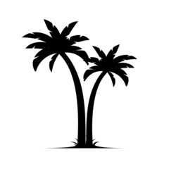 Obraz premium Palm tree vector island coconut cartoon black icon. Palmtree island desert isolated tropical icon