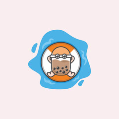 Cute Boba Mascot Logo Illustration