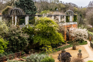 Hill garden and pergola in Hampstead Heath London.