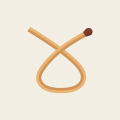 X letter made with match. Vector wooden matchstick isolated font