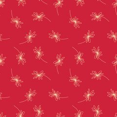 Seamless pattern with flowers on a red background.