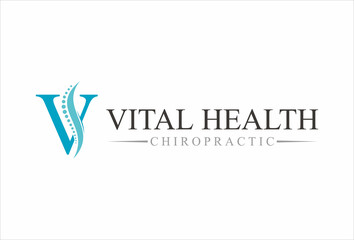 initial V chiropractic logo design template vector