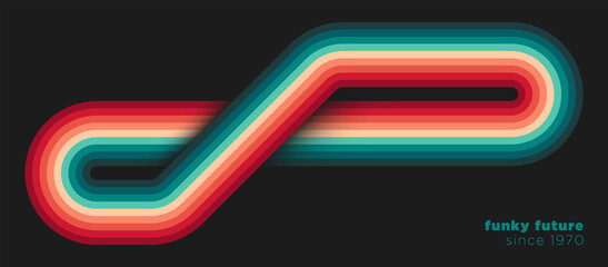 Retro style background design in abstract style with colorful lines. Vector illustration.