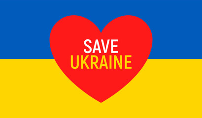 Save Ukraine red heart peace concept. Love Ukraine, no war. Pray for Ukraine