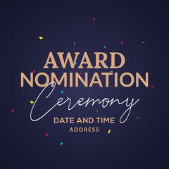 Fototapeta premium Award nomination background golden film movie vector logo ceremony poster