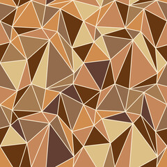 Seamless pattern for chocolate, coffee and cocoa packaging. Background of triangles in brown and beige tones. Geometric design elements for cafe, sweet-shop, pastry shop
