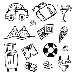 Vector doodling hand drawn illustration. Summer theme. 