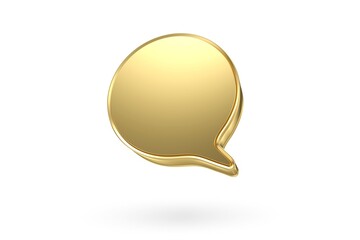 Blank gold speech bubble pin isolated on white background ,3D rendering