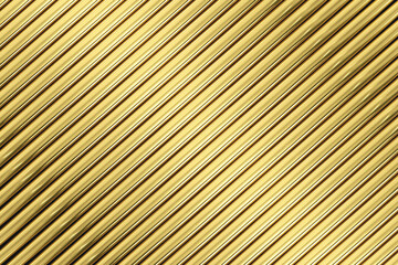 Texture of gold steel pipe sort in diagonal, abstract background. 3D rendering.