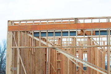 start of construction of a new house work timber frame material
