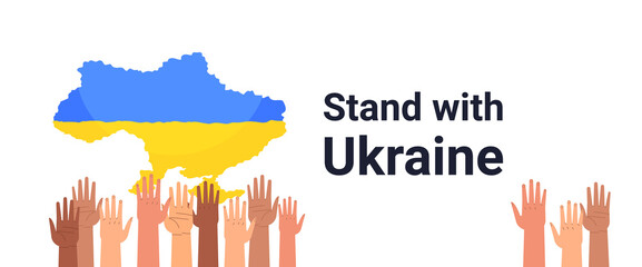 hands holding Ukrainian flag in map shape pray for Ukraine peace save Ukraine from russia stop war concept