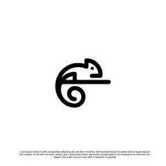 chameleon logo illustration with outline style © restu