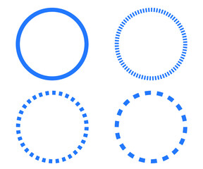 set of circles with different strokes, blue vector illustration