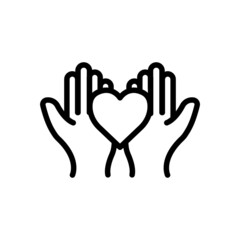 Hand icon with heart. suitable for affection symbol. line icon style. simple design editable. Design template vector