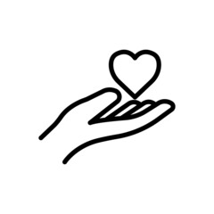 Hand icon with heart. suitable for affection symbol. line icon style. simple design editable. Design template vector