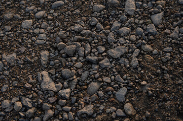 砂利道のクローズアップ。