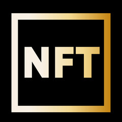 NFT - non fungible token - crypto-art - special type of cryptographic token that represents something unique . GRADIENT GOLDEN NFT LOGO .