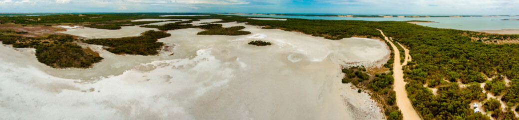 Panorama of a salt lake in the Corrong National Park, South Australia