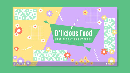 Flat minimal recipes video channel. - Vector.