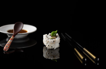 sushi with chopsticks