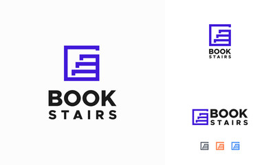 Book Stairs Logo Symbol Design Template vector illustration, Book Step Logo designs, Education logo designs