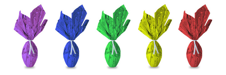 Easter egg wrapped in colorful foil paper