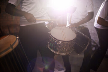 The sounds of perfect percussion. Cropped shot of a band playing their percussion instruments in a...