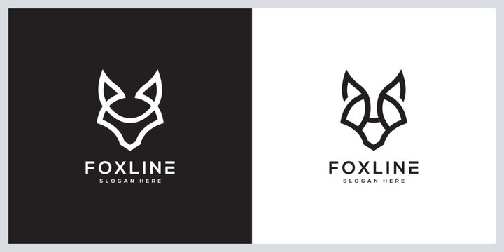 head fox logo vector line style design