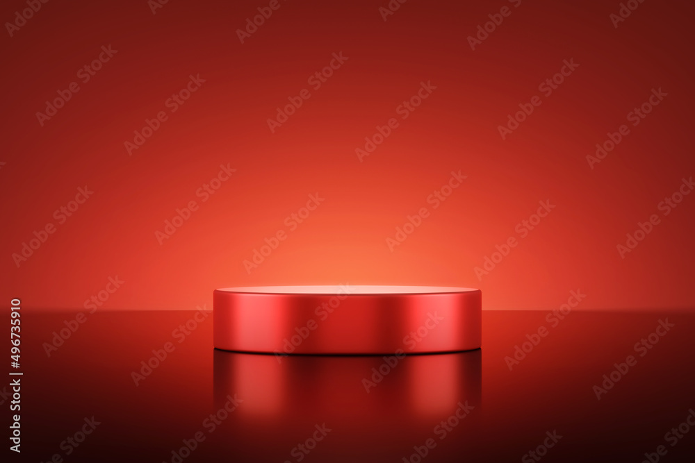 Aufkleber red product background stage 3d podium presentation display of luxury pedestal stand round showcase 