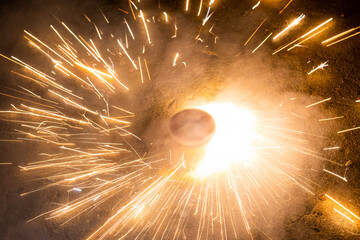 Spinning fireworks during Diwali, New Year