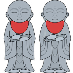 お地蔵様のイラスト（アウトラインあり）