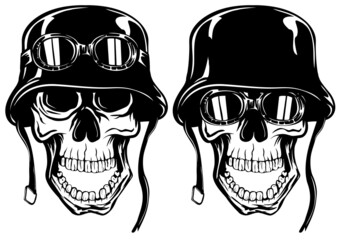 Abstract vector illustration skull in helmet with goggles