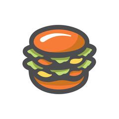 Hamburger big fast food Vector icon Cartoon illustration