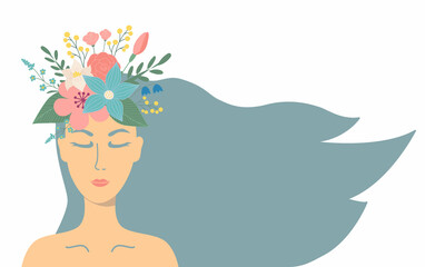 girl with flowers on her head
